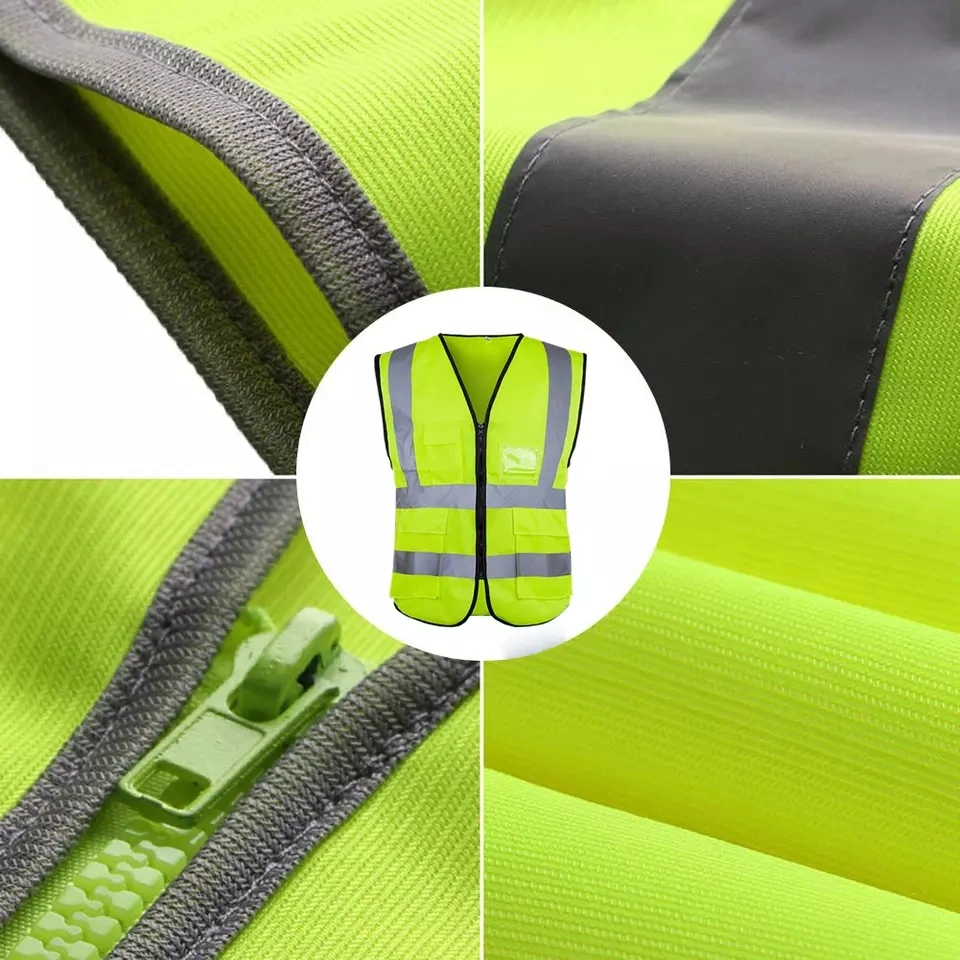 Factory Direct Wholesale High Visibility Traffic Construction Reflective Safety Vest Multi-Pocket Reflective Clothing